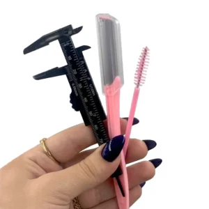 Kit Sobrancelha e Cílios Com Paquímetro + Escovinha + Navalha